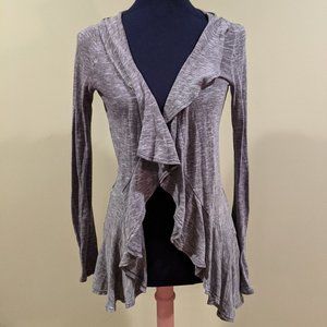 Gray Ruffled Lace Cardigan